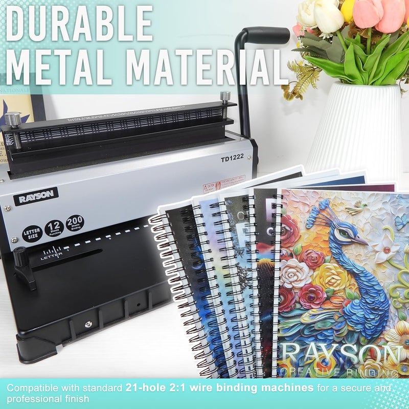 RAYSON Double Loop Binding Wires, Mixed Sizes (9/16", 5/8", 3/4", 7/8", 1") 2:1 Pitch Wire Binding Spines, 21-Loop Black, Pack of 50 - Image 5